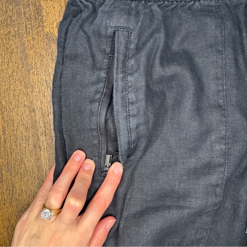 Athleta Black Linen Jogger Pants Elastic Waist Drawstring Size XS - Picture 4 of 8